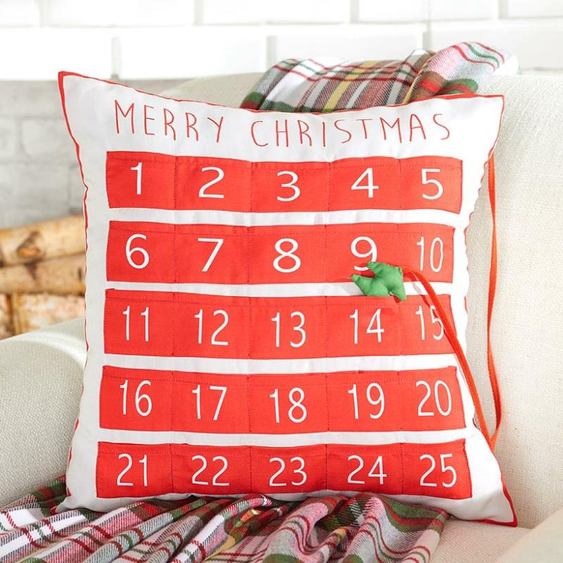 Advent Countdown To Christmas Accent Pillow  |   Throws & Accent Pillows Home Decor Throws & Accent Pillows