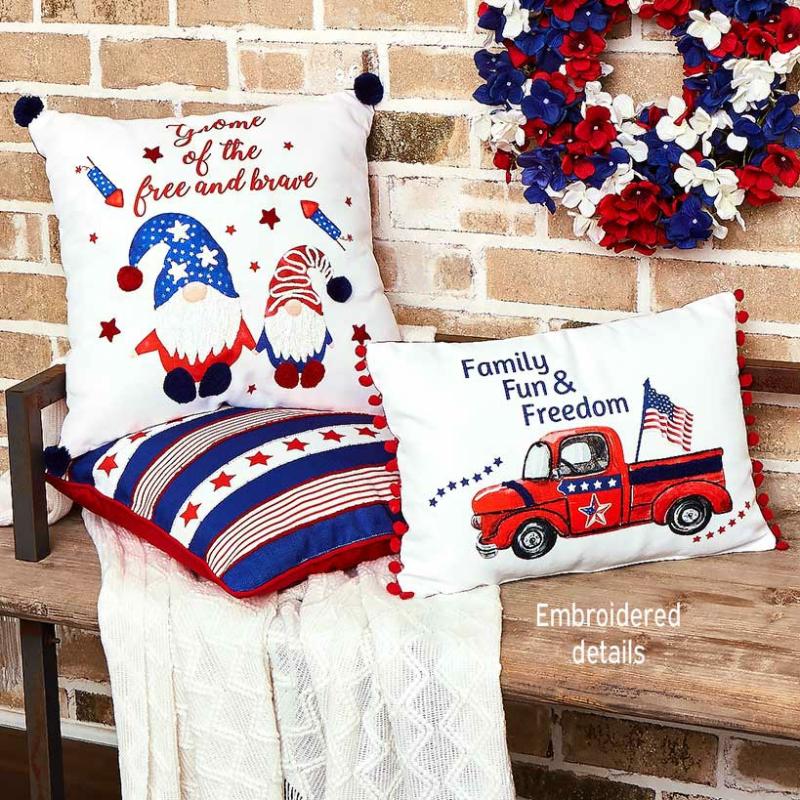 Americana Embroidered Accent Pillows  |   Throws & Accent Pillows Home Decor Throws & Accent Pillows