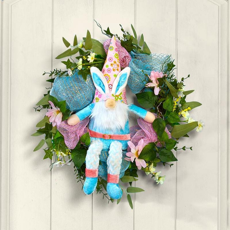 Animated Kicking Easter Gnome Wreath  |   Wreaths & Florals Decorative Accents Decorative Accents