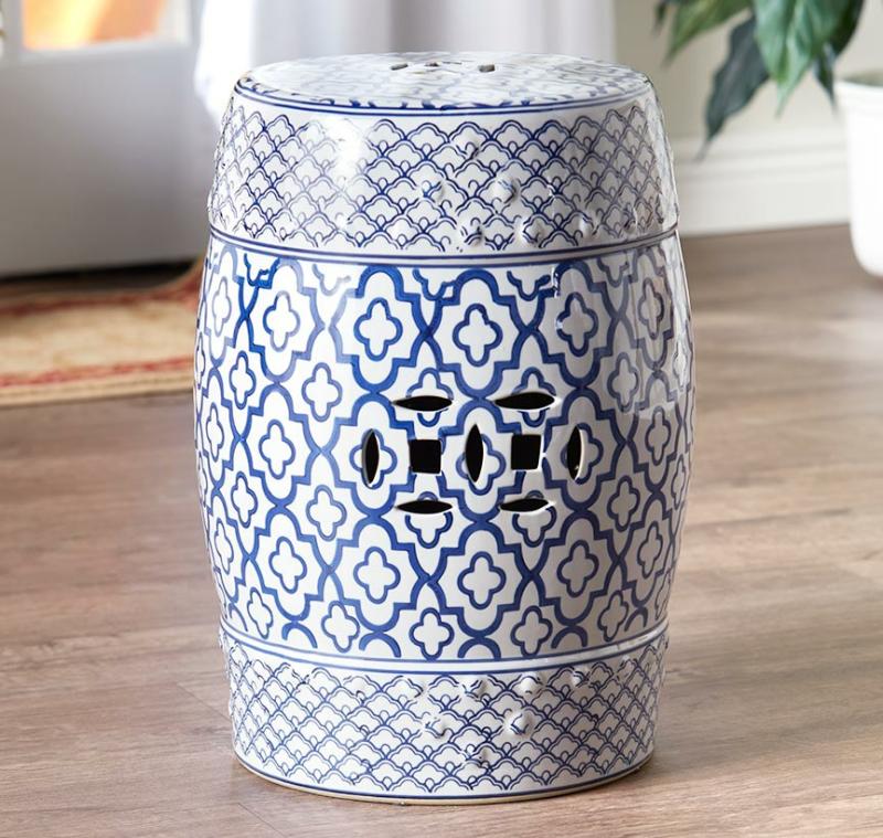 Blue And White Ceramic Decorative Stool  |   Decorative Accents Decorative Accents Decorative Accents