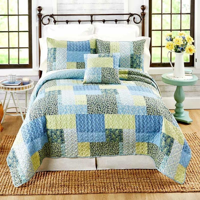 Blue Floral Patch Accent Pillow  |   Sheets, Shams & Blankets Bed & Bath Comforters & Quilts