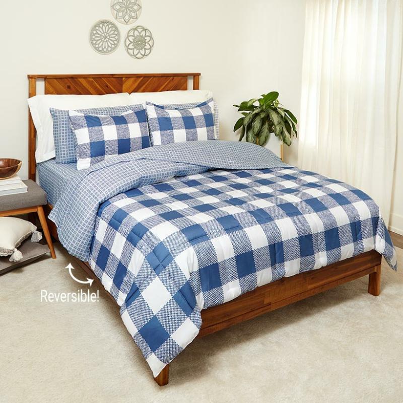 Blue Plaid Complete Comforter Set With Sheets  |   Comforters & Quilts Bed & Bath Comforters & Quilts