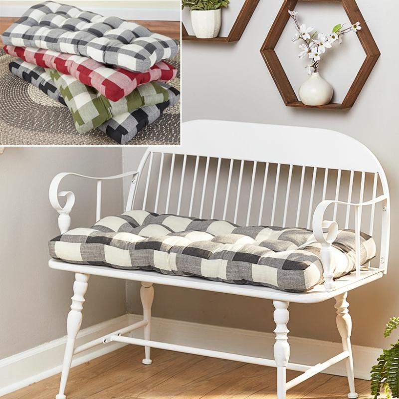 Buffalo Check Bench Cushions  |   Slipcovers Black