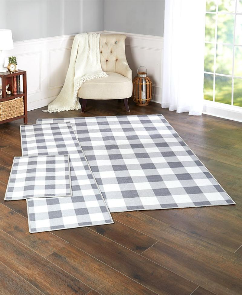 Buffalo Check Nonslip Rug Collection  |   Rugs & Doormats Home Decor Gray