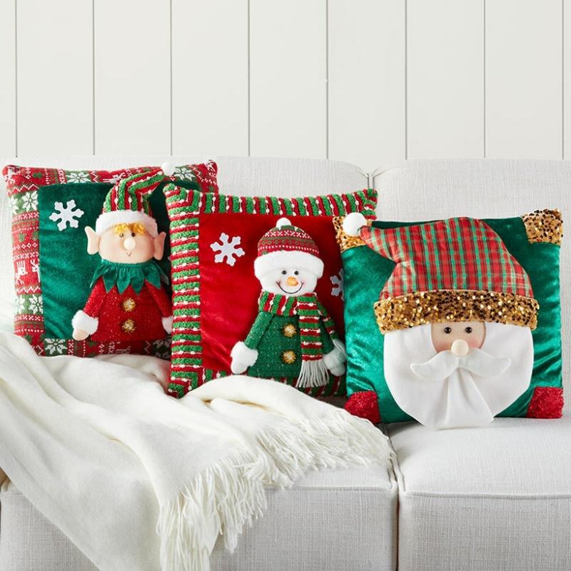 Christmas Character Applique Accent Pillows  |   Throws & Accent Pillows Home Decor Throws & Accent Pillows