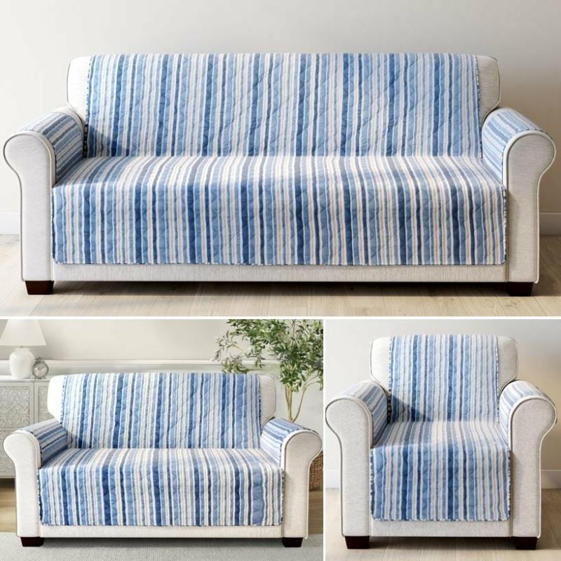 Coastal Stripe Furniture Covers  |   Slipcovers Home Decor Slipcovers