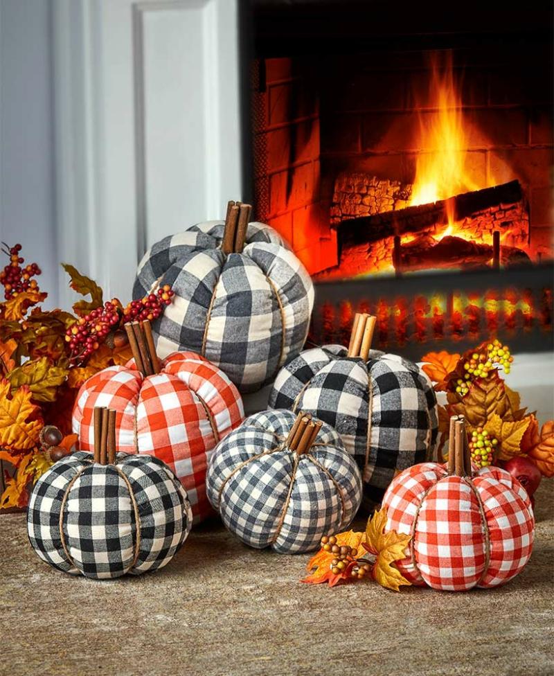 Decorative Plaid Plush Pumpkins  |   Decorative Accents Decorative Accents Decorative Accents