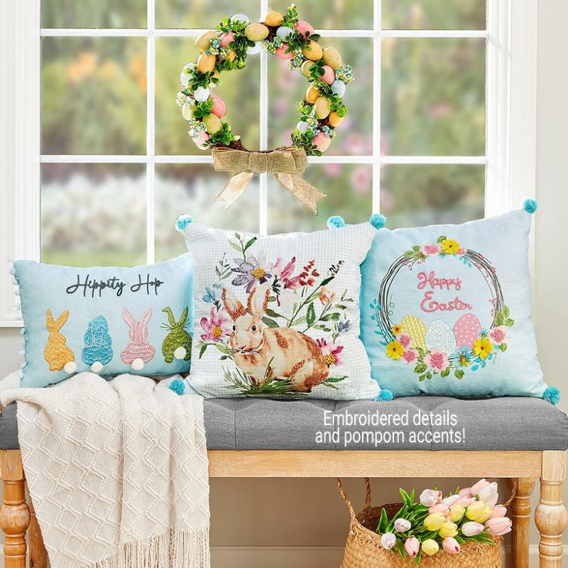 Embroidered Easter Accent Pillow  |   Throws & Accent Pillows Home Decor Throws & Accent Pillows