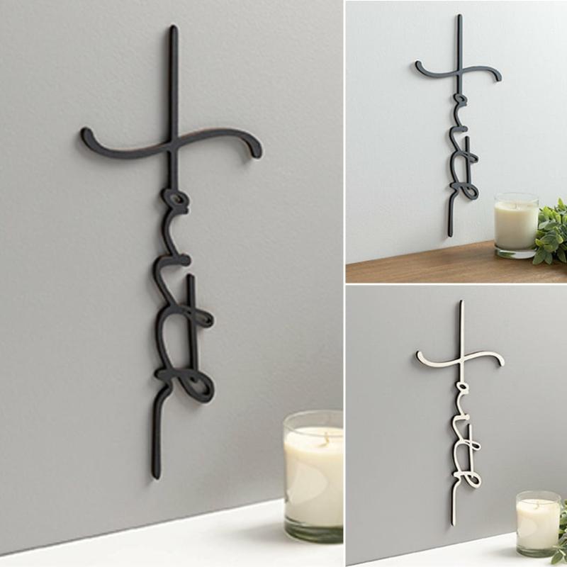 Faith Cross Wood Plaque  |   Wall Art & Frames Home Decor Black