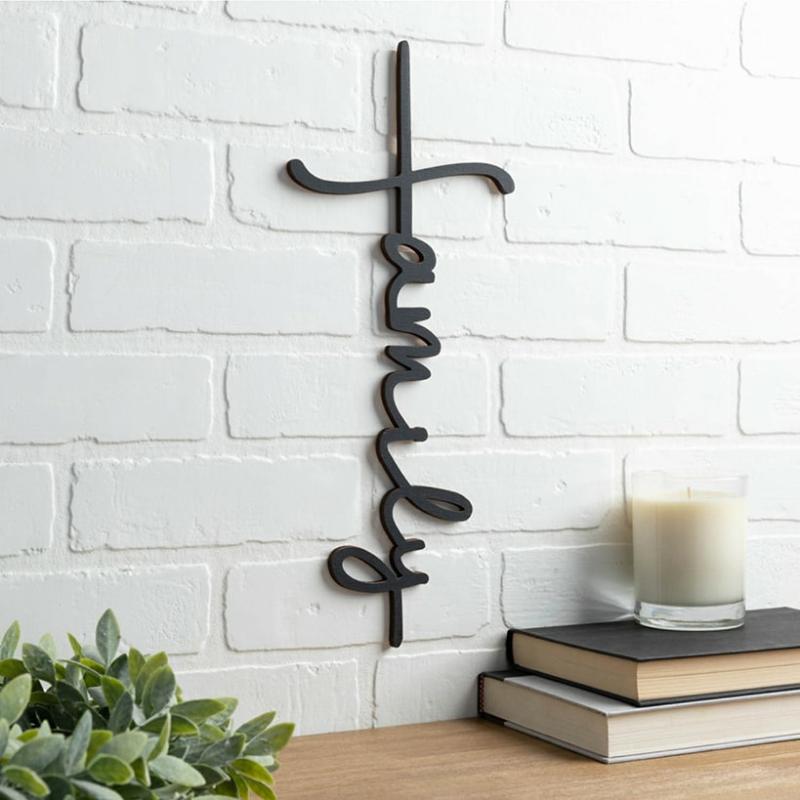 Family Cross Wood Plaque  |   Wall Art & Frames Home Decor Black