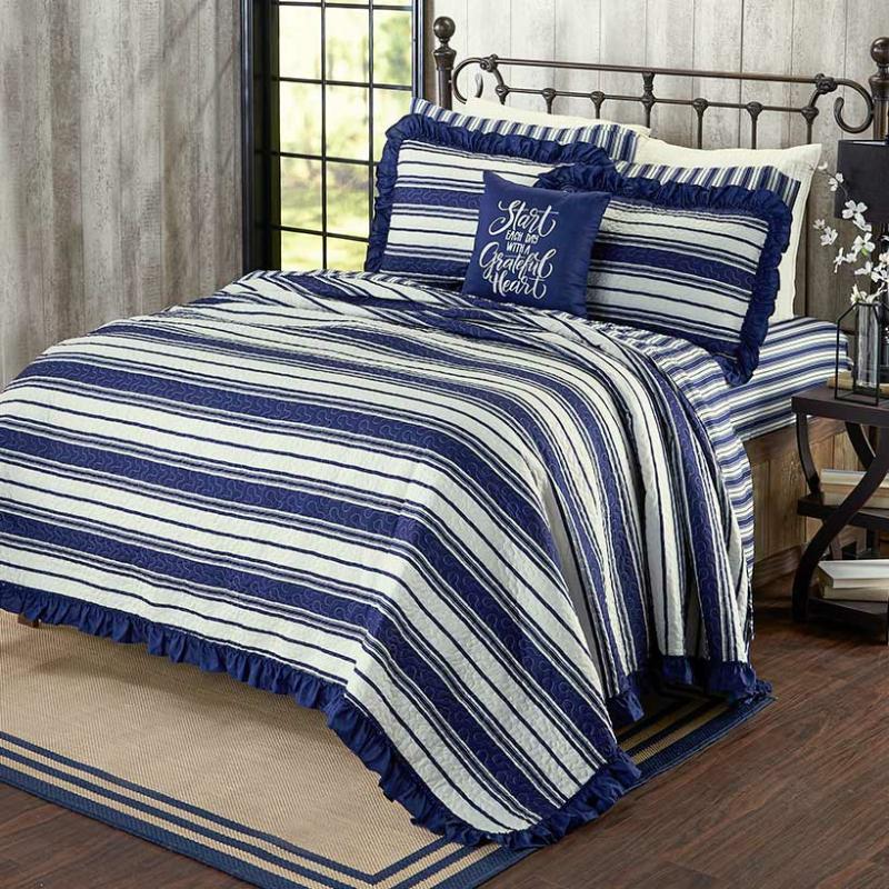 Farmhouse Multi-Stripe Bedding Ensemble  |   Comforters & Quilts Bed & Bath Comforters & Quilts