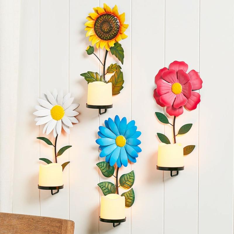 Flower Wall Sconce With Led Candle  |   Lighting & Lamps Home Decor Lighting & Lamps