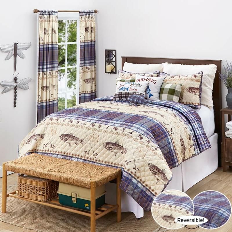 Fly Fishing Quilt Ensemble  |   Sheets, Shams & Blankets Bed & Bath Comforters & Quilts