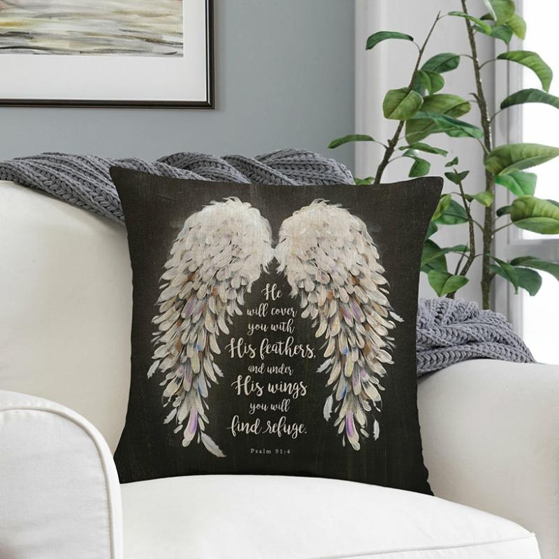 He Will Cover You With His Feathers Pillow  |   Throws & Accent Pillows Home Decor Throws & Accent Pillows