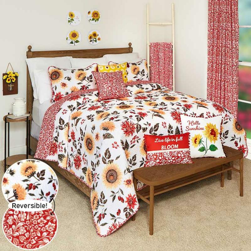 Jacobean Sunflower Quilt Ensemble  |   Comforters & Quilts Bed & Bath Comforters & Quilts