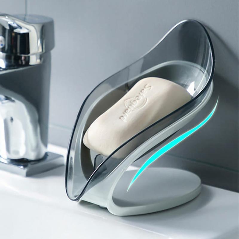 Leaf-Shaped Soap Holder With Drainer And Suction Cup  |   Bathroom Bathroom Bathroom