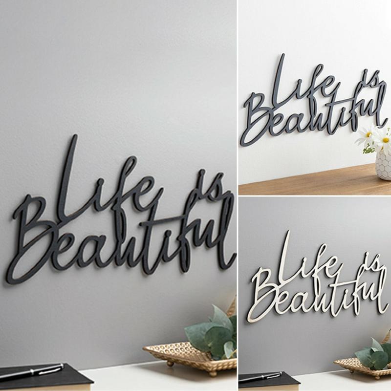 Life Is Beautiful Wood Plaque  |   Wall Art & Frames Home Decor Black