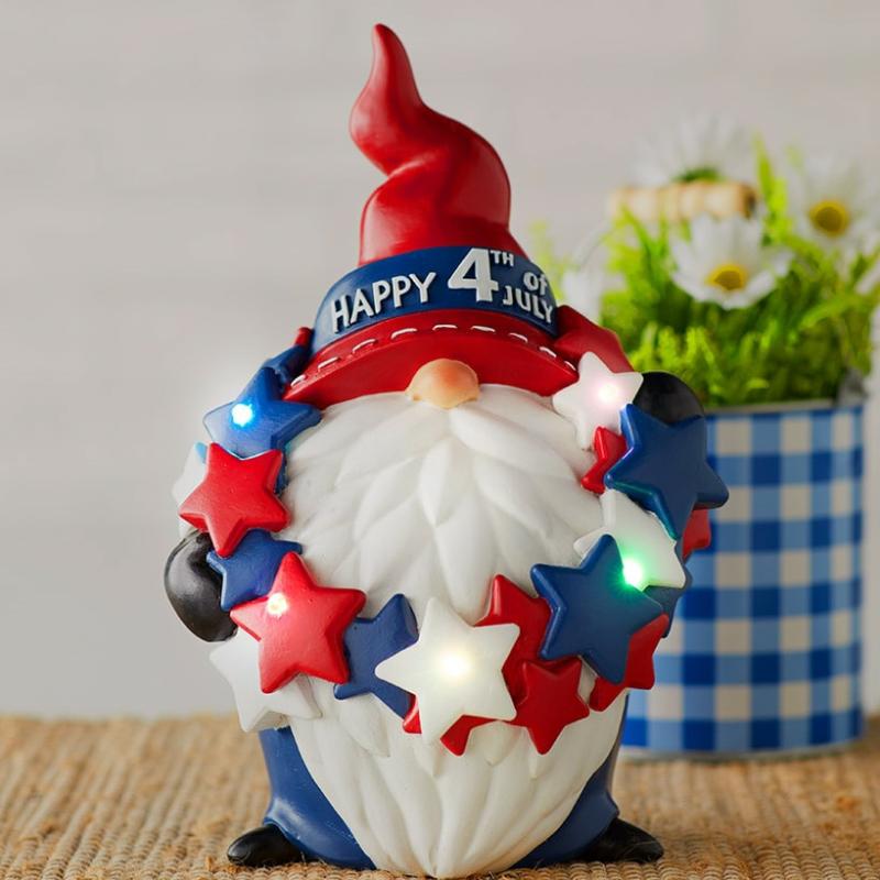 Lighted Color-Changing Americana Gnome  |   Lighted Decor Decorative Accents Decorative Accents