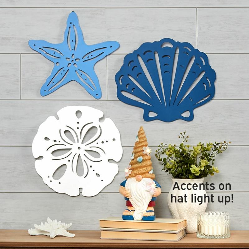 Lighted Gnome Or Set Of 3 Shell Wall Art  |   Wall Art & Frames Decorative Accents Decorative Accents