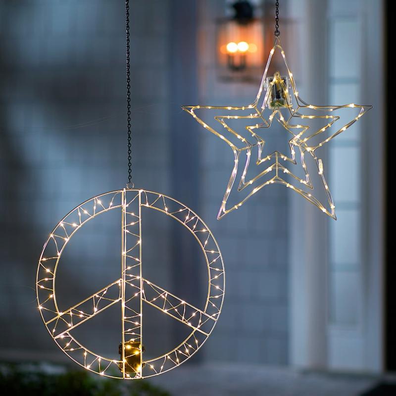 Lighted Hanging Star Or Peace Sign  |   Decorative Accents Decorative Accents Decorative Accents