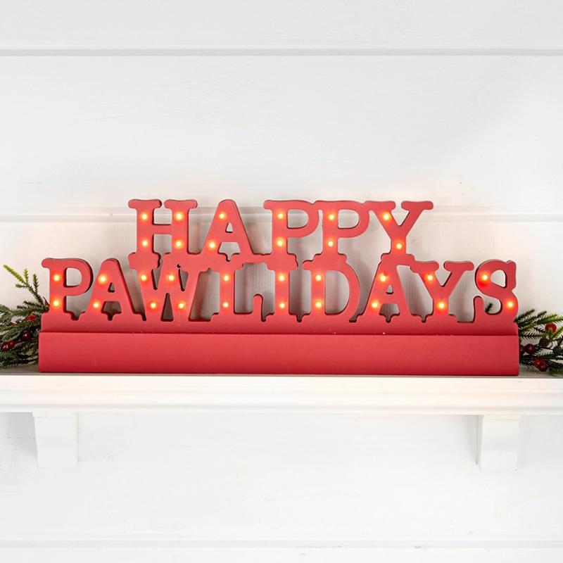 Lighted Happy Pawlidays Plaque  |   Decorative Accents Decorative Accents Decorative Accents