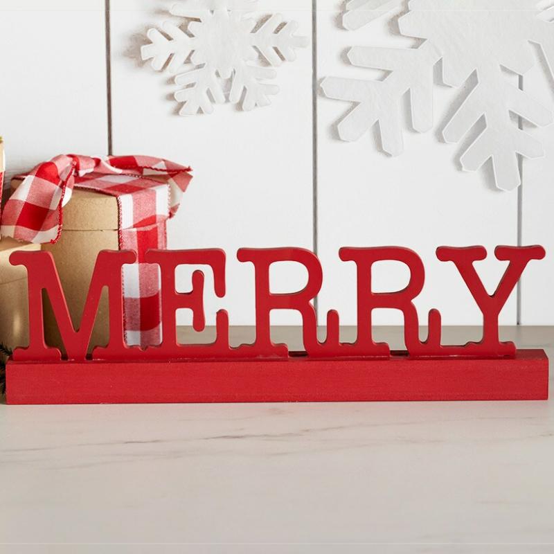 Merry Tabletop Sign  |   Decorative Accents Decorative Accents Decorative Accents