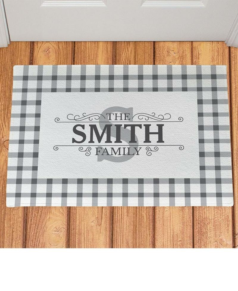 Personalized Country Plaid Doormats  |   Rugs & Doormats Home Decor Black