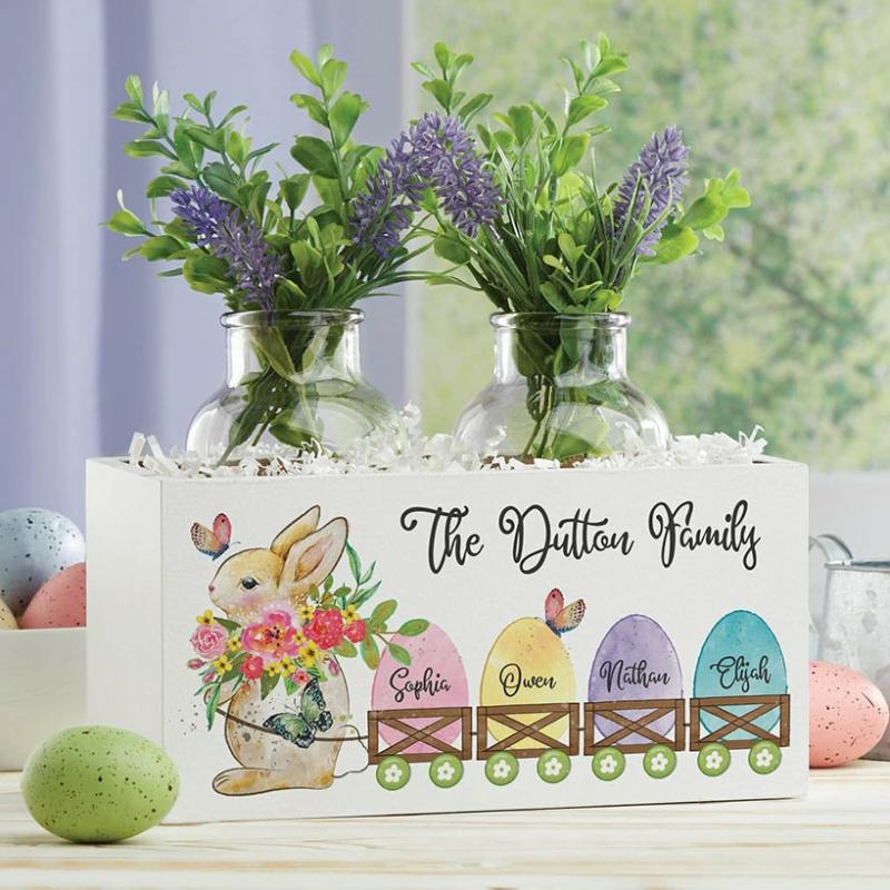 Personalized Easter Bunny With Colorful Eggs Storage Box  |   Decorative Accents Decorative Accents Decorative Accents