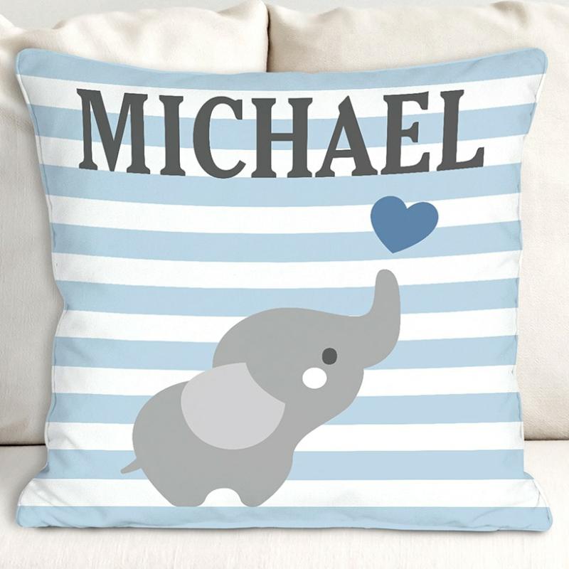 Personalized Elephant Throw Pillow  |   Throws & Accent Pillows Home Decor Blue