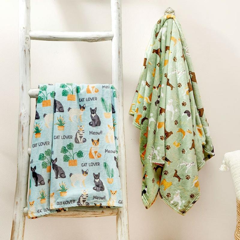 Pet Plush Printed Throws  |   Throws & Accent Pillows Home Decor Throws & Accent Pillows