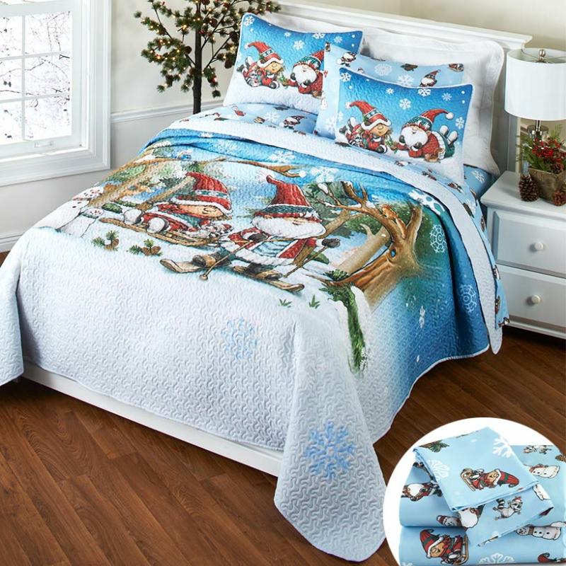 Petunia And Gnorme Winter Fun Quilted Bedroom Ensemble  |   Comforters & Quilts Bed & Bath Comforters & Quilts