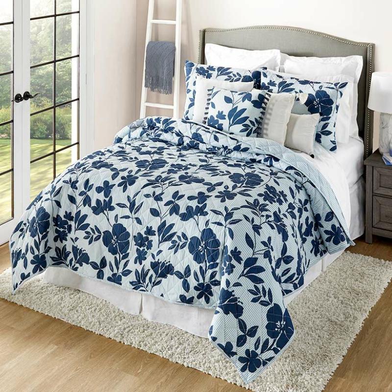 Pinstripe Floral Quilt Ensemble  |   Comforters & Quilts Bed & Bath Comforters & Quilts