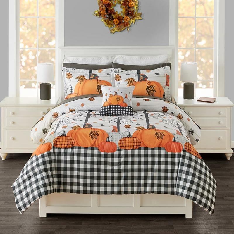 Plaid Pumpkin Bedroom Ensemble  |   Comforters & Quilts Bed & Bath Comforters & Quilts