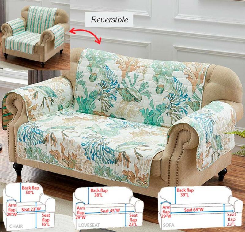 Reversible Atlantis Jade Furniture Protectors  |   Slipcovers Home Decor Slipcovers