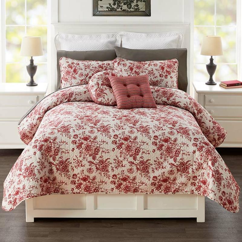 Toile Garden Quilted Bedding Ensemble  |   Comforters & Quilts Bed & Bath Comforters & Quilts