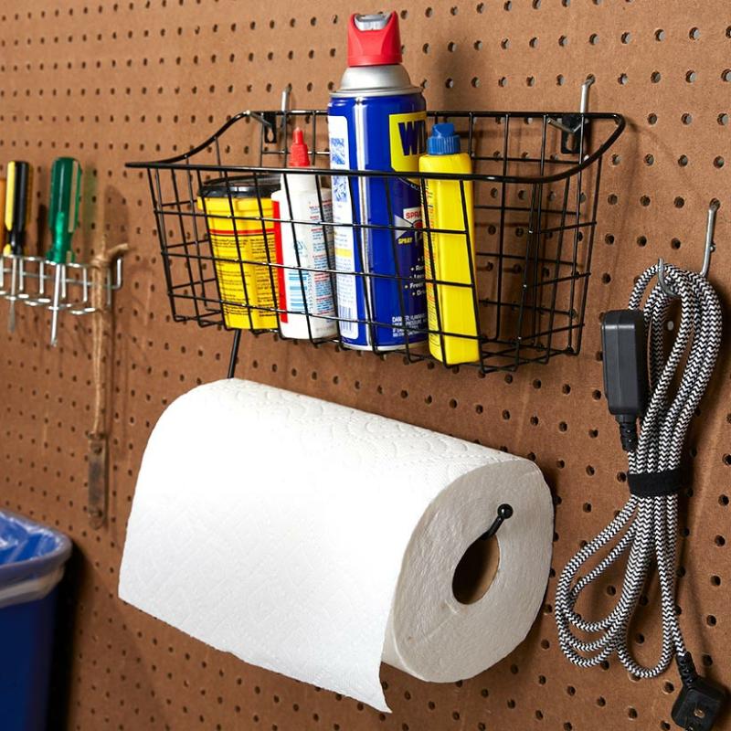 Wall Wire Basket With Paper Towel Holder  |   Household Household Household