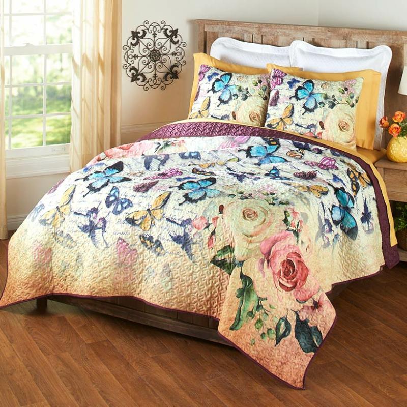 Butterfly Quilted Bedding Ensemble  |   Comforters & Quilts Bed & Bath Comforters & Quilts